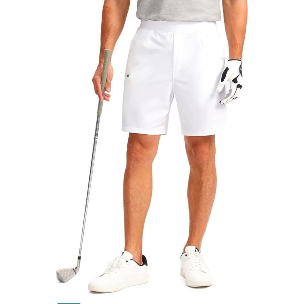 Viodia Men's 7" Golf Shorts with 4 Pockets Elastic Waist for Men